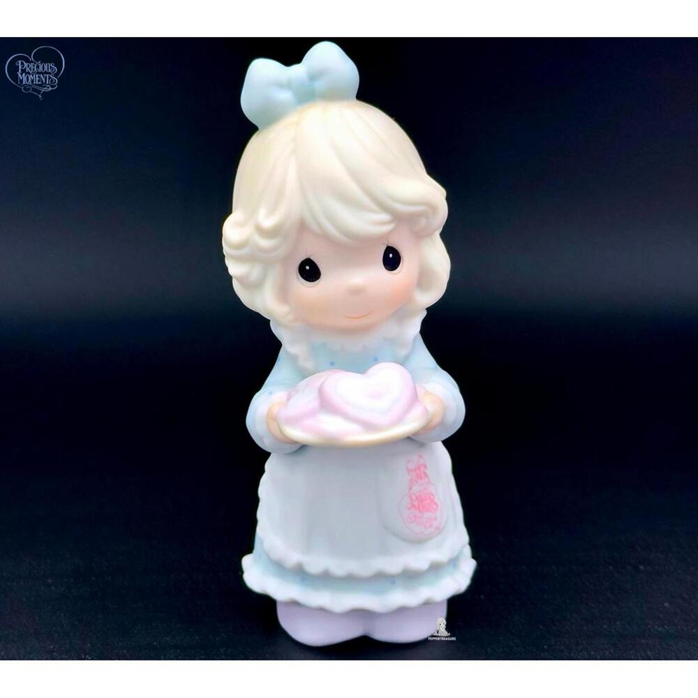 Rare Precious Moments Collectible Figurine Girl w Heart Cookies Limited Edition